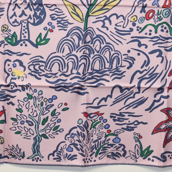 HERMES Carre 90 Scarf ""ISOLA DI PRIMAVERA"" Silk Pink Auth 133737 - Picture 15 of 16